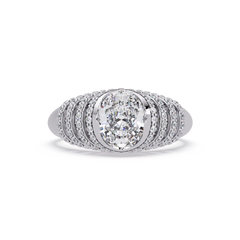 Oval Lab Grown Diamond Multi Row Halo Ring - HIGHCARAT DIAMONDS
