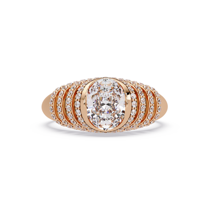 Oval Lab Grown Diamond Multi Row Halo Ring - HIGHCARAT DIAMONDS