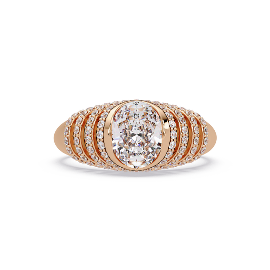 Oval Lab Grown Diamond Multi Row Halo Ring - HIGHCARAT DIAMONDS