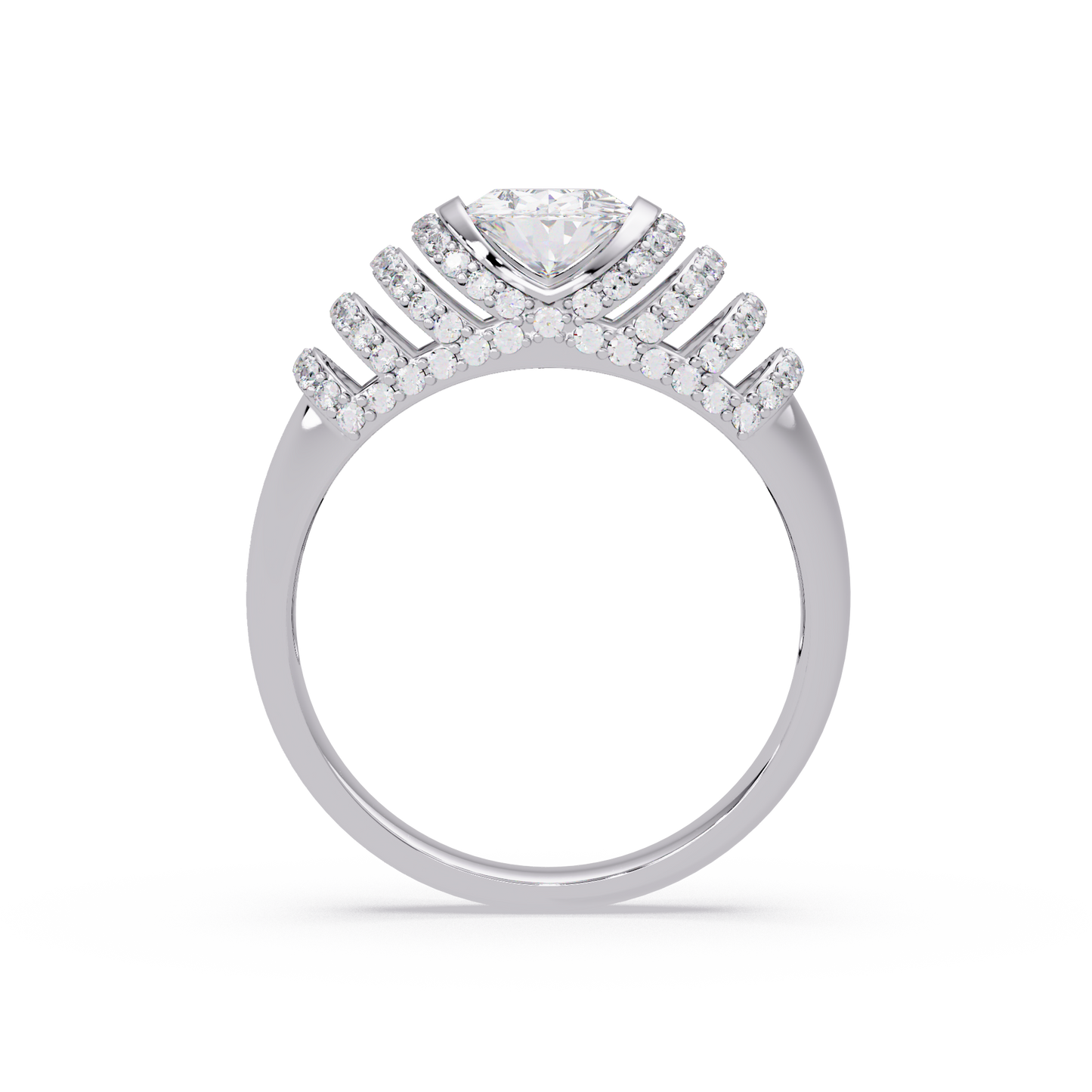 Oval Lab Grown Diamond Multi Row Halo Ring - HIGHCARAT DIAMONDS
