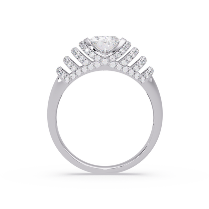 Oval Lab Grown Diamond Multi Row Halo Ring - HIGHCARAT DIAMONDS