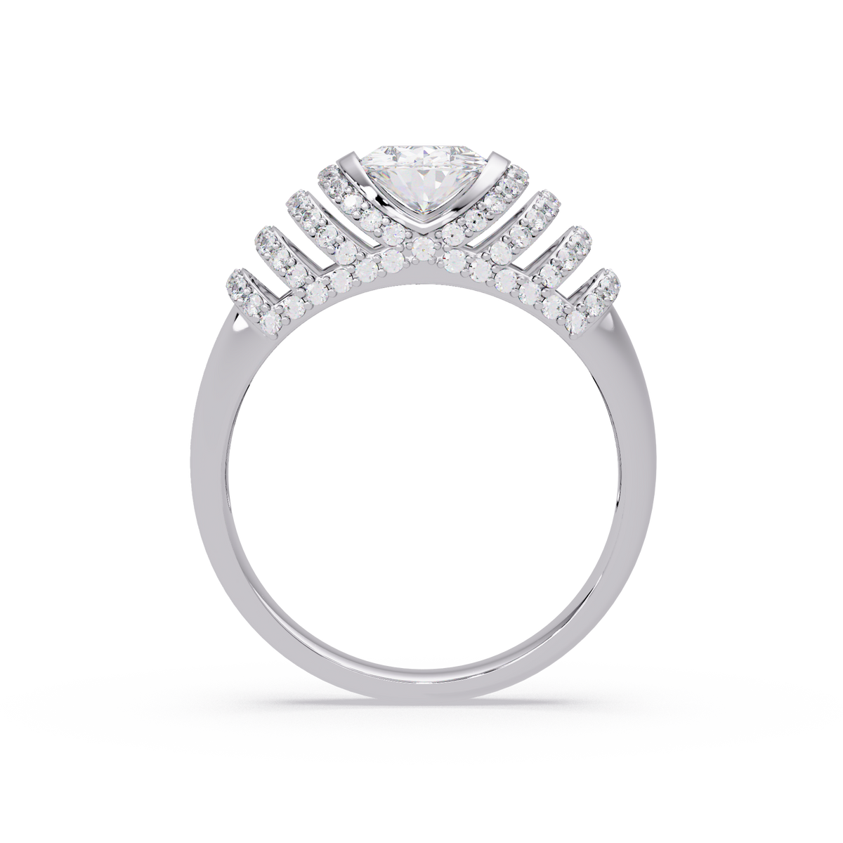 Oval Lab Grown Diamond Multi Row Halo Ring - HIGHCARAT DIAMONDS