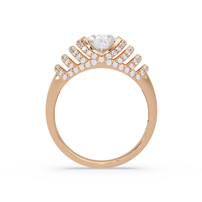 Oval Lab Grown Diamond Multi Row Halo Ring - HIGHCARAT DIAMONDS