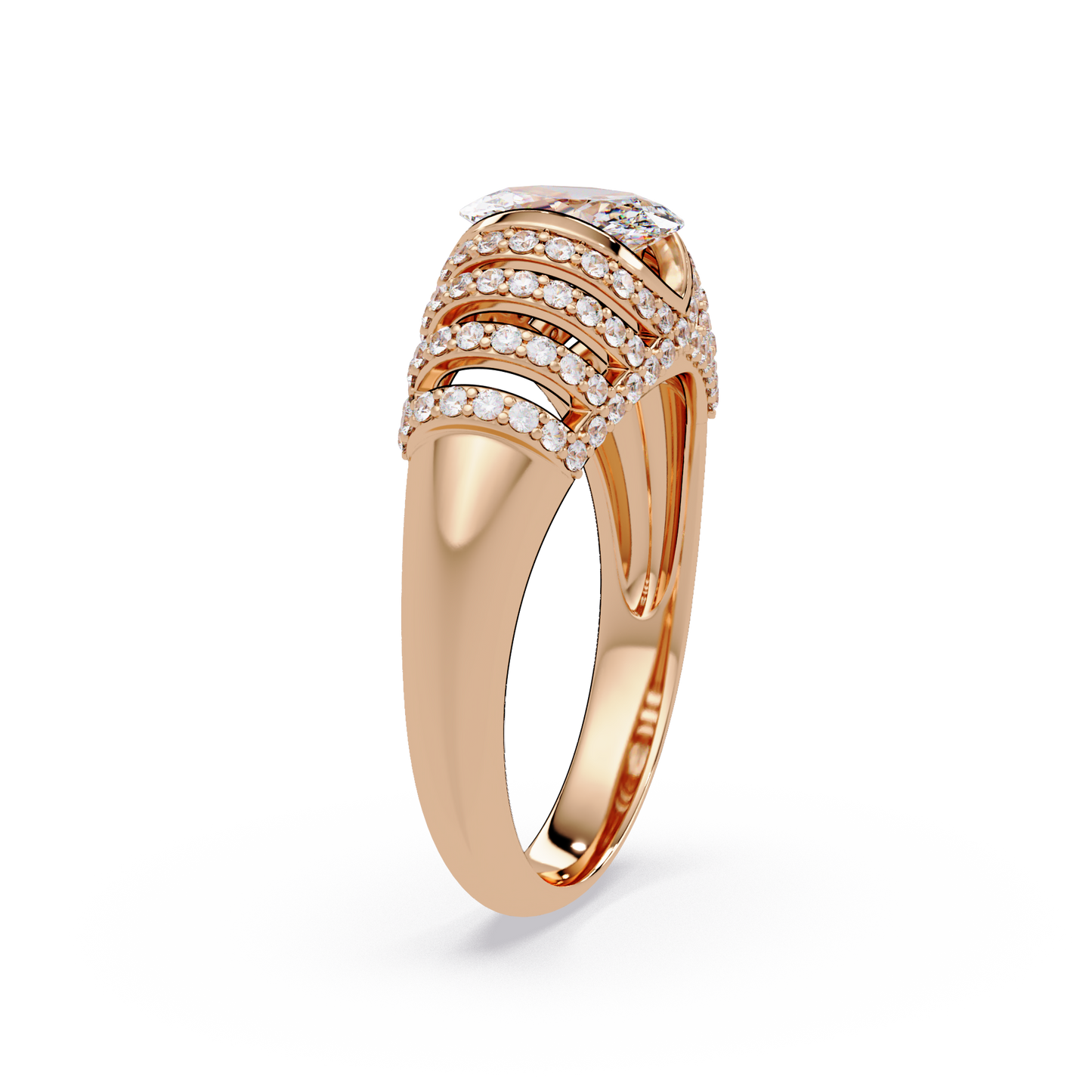Oval Lab Grown Diamond Multi Row Halo Ring - HIGHCARAT DIAMONDS