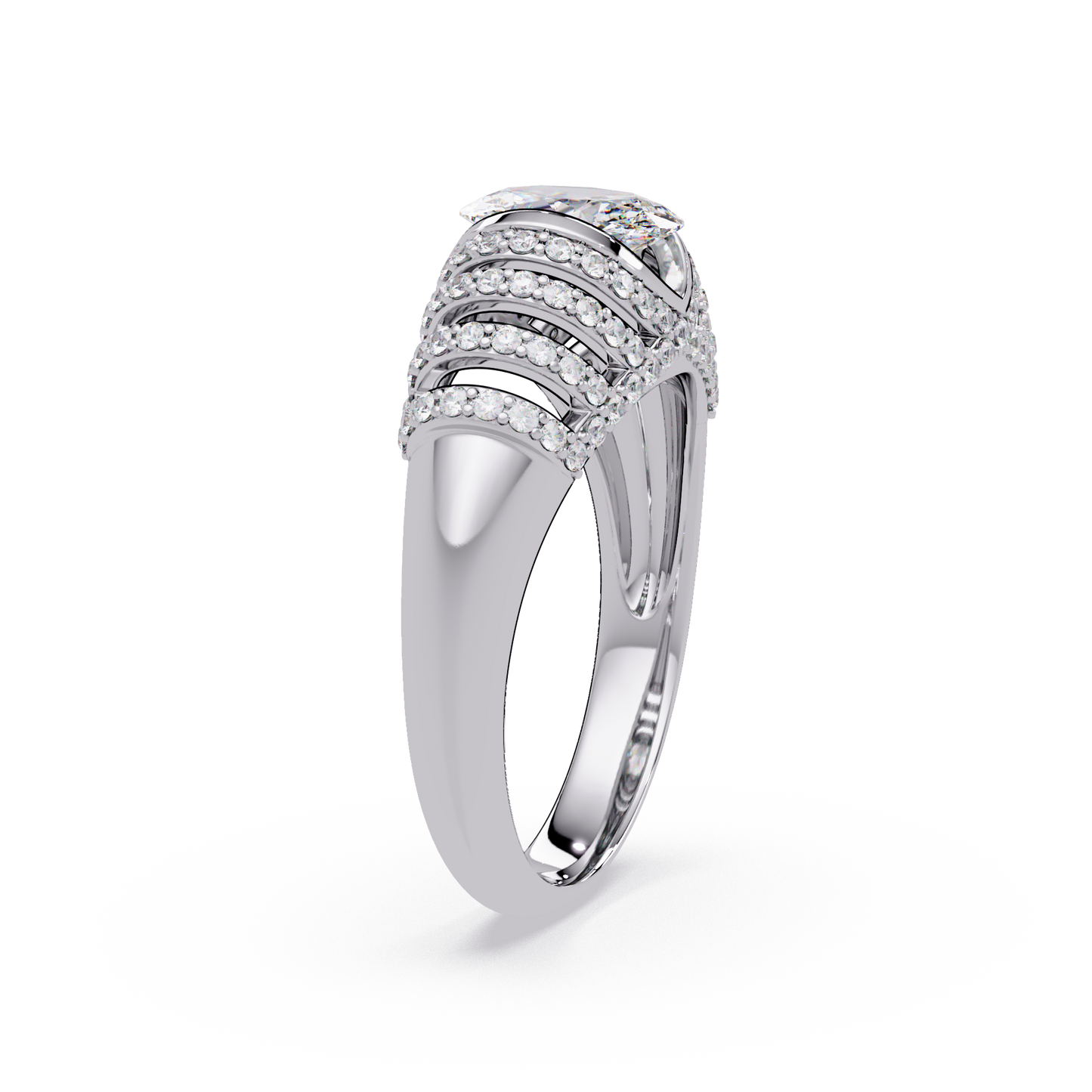 Oval Lab Grown Diamond Multi Row Halo Ring - HIGHCARAT DIAMONDS