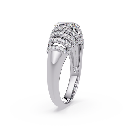 Oval Lab Grown Diamond Multi Row Halo Ring - HIGHCARAT DIAMONDS