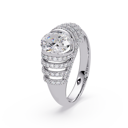 Oval Lab Grown Diamond Multi Row Halo Ring - HIGHCARAT DIAMONDS