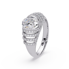 Oval Lab Grown Diamond Multi Row Halo Ring - HIGHCARAT DIAMONDS
