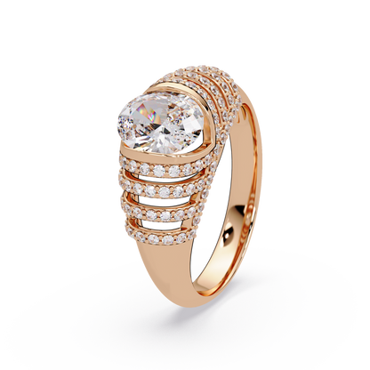 Oval Lab Grown Diamond Multi Row Halo Ring - HIGHCARAT DIAMONDS