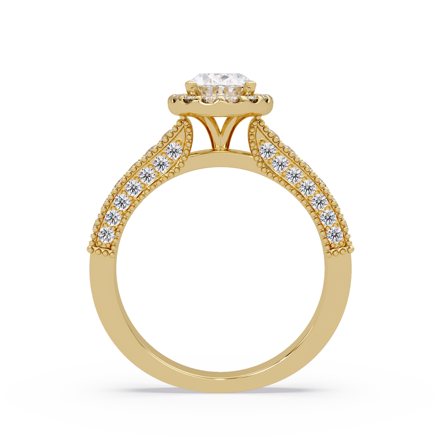 Oval Lab Grown Diamond Rose Gold Migraine Double Band Halo Ring - HIGHCARAT DIAMONDS