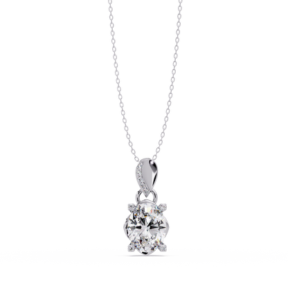 Oval Lab Grown Diamond & Round Cut Pendant Necklace - HIGHCARAT DIAMONDS