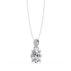 Oval Lab Grown Diamond & Round Cut Pendant Necklace - HIGHCARAT DIAMONDS