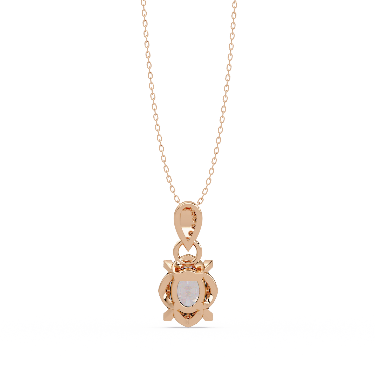 Oval Lab Grown Diamond & Round Cut Pendant Necklace - HIGHCARAT DIAMONDS