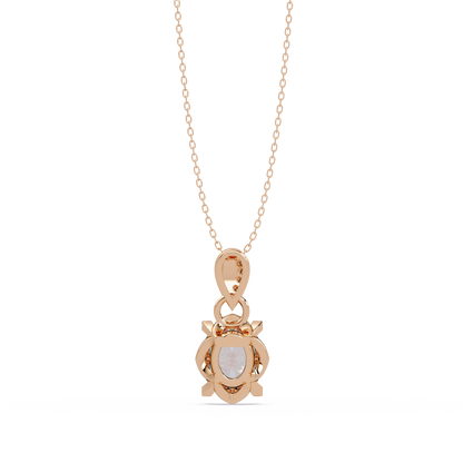 Oval Lab Grown Diamond & Round Cut Pendant Necklace - HIGHCARAT DIAMONDS
