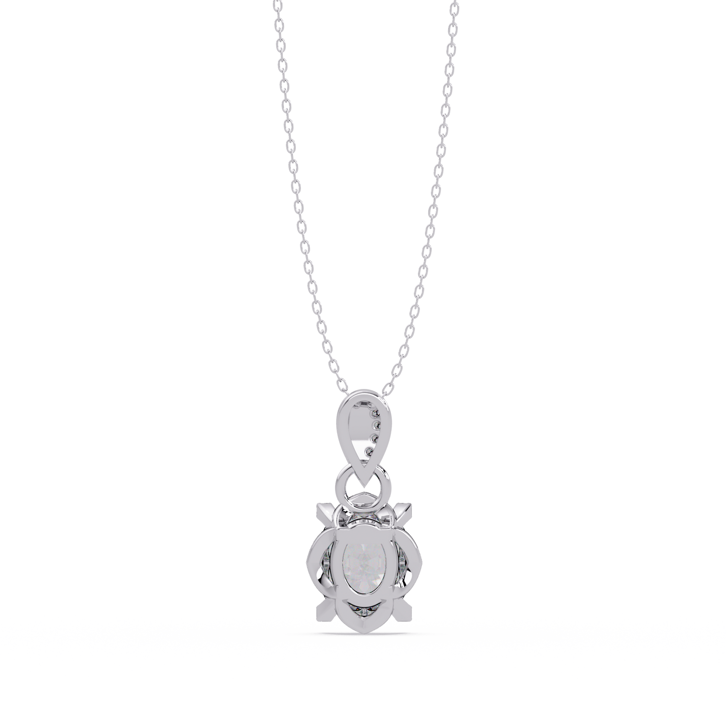Oval Lab Grown Diamond & Round Cut Pendant Necklace - HIGHCARAT DIAMONDS