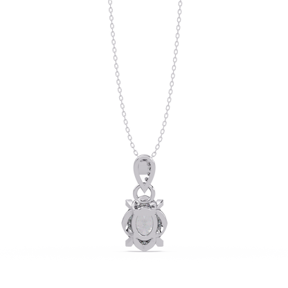 Oval Lab Grown Diamond & Round Cut Pendant Necklace - HIGHCARAT DIAMONDS