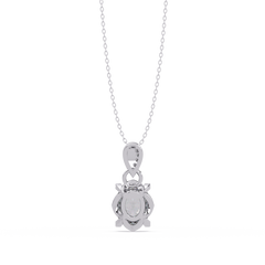 Oval Lab Grown Diamond & Round Cut Pendant Necklace - HIGHCARAT DIAMONDS
