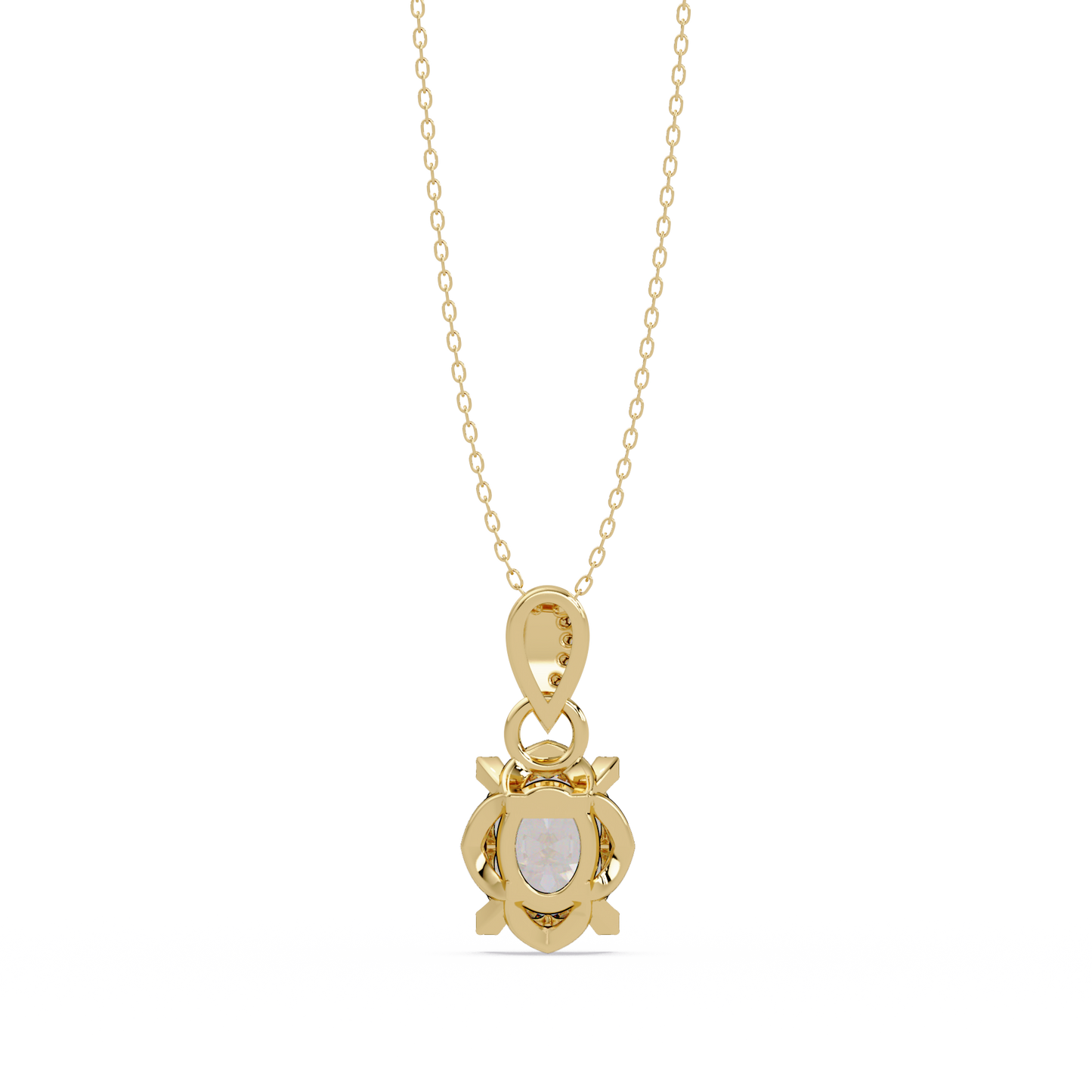 Oval Lab Grown Diamond & Round Cut Pendant Necklace - HIGHCARAT DIAMONDS
