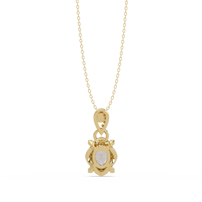 Oval Lab Grown Diamond & Round Cut Pendant Necklace - HIGHCARAT DIAMONDS