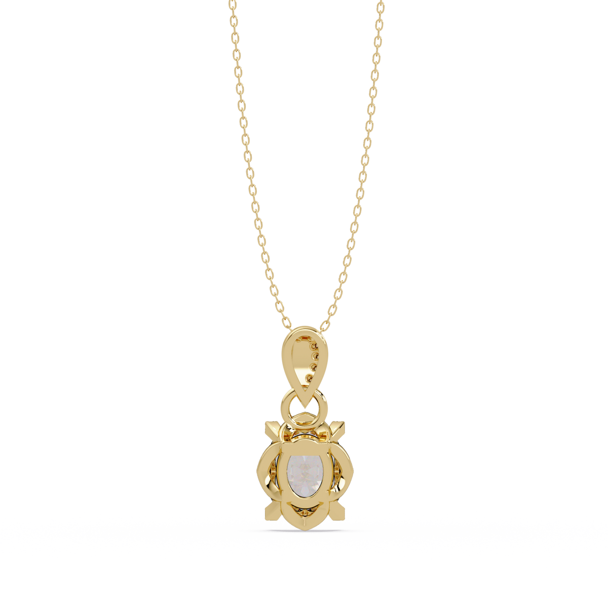 Oval Lab Grown Diamond & Round Cut Pendant Necklace - HIGHCARAT DIAMONDS