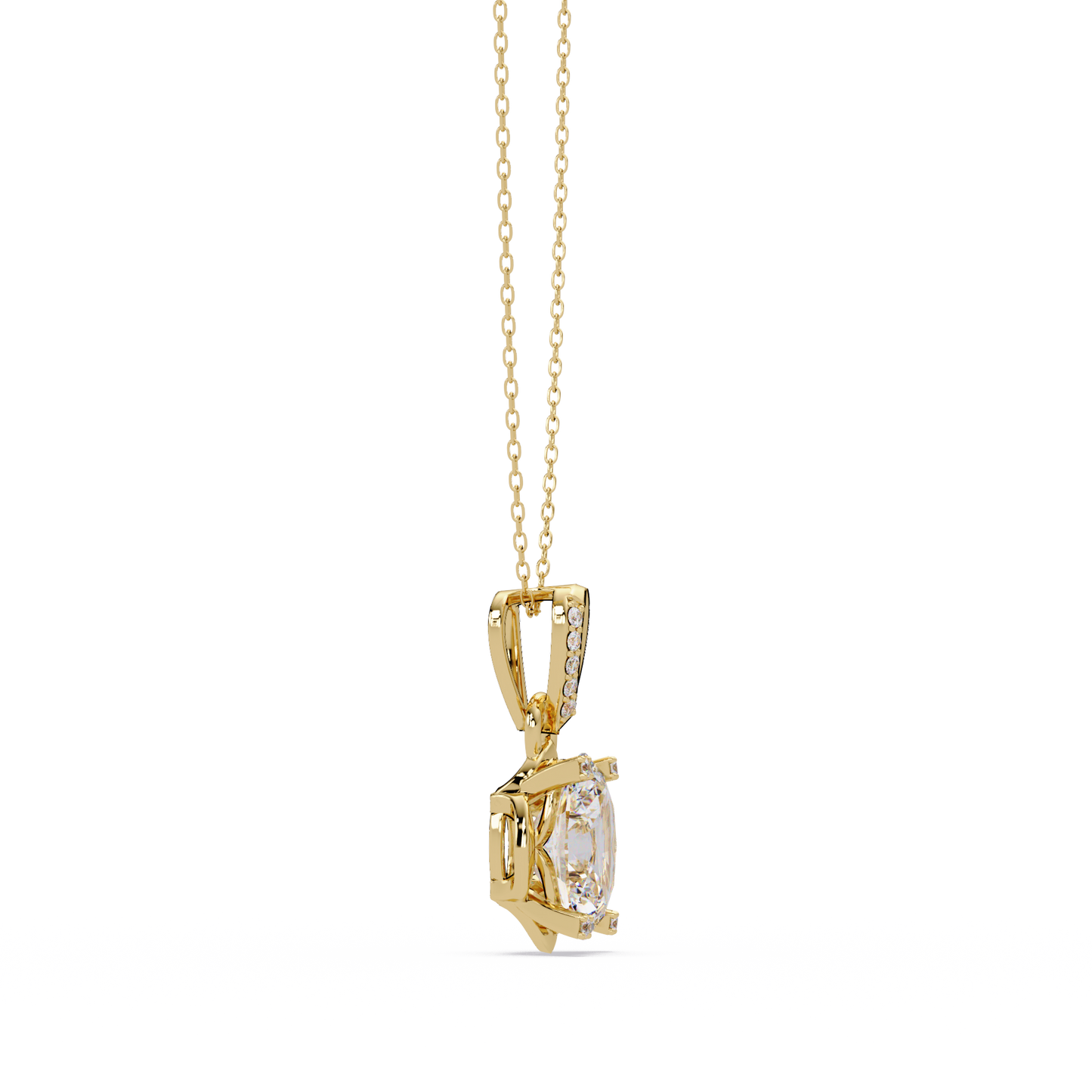 Oval Lab Grown Diamond & Round Cut Pendant Necklace - HIGHCARAT DIAMONDS