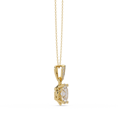 Oval Lab Grown Diamond & Round Cut Pendant Necklace - HIGHCARAT DIAMONDS