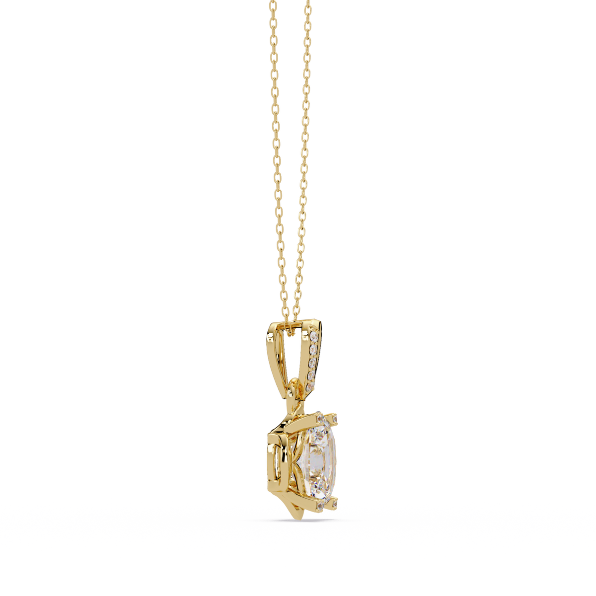 Oval Lab Grown Diamond & Round Cut Pendant Necklace - HIGHCARAT DIAMONDS