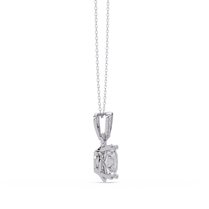Oval Lab Grown Diamond & Round Cut Pendant Necklace - HIGHCARAT DIAMONDS
