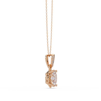 Oval Lab Grown Diamond & Round Cut Pendant Necklace - HIGHCARAT DIAMONDS
