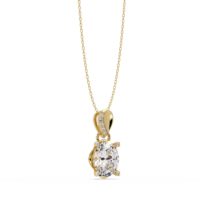Oval Lab Grown Diamond & Round Cut Pendant Necklace - HIGHCARAT DIAMONDS