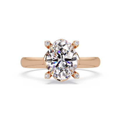 Oval Lab Grown Diamond Solitaire Accent Prongs Ring - HIGHCARAT DIAMONDS