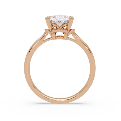 Oval Lab Grown Diamond Solitaire Accent Prongs Ring - HIGHCARAT DIAMONDS