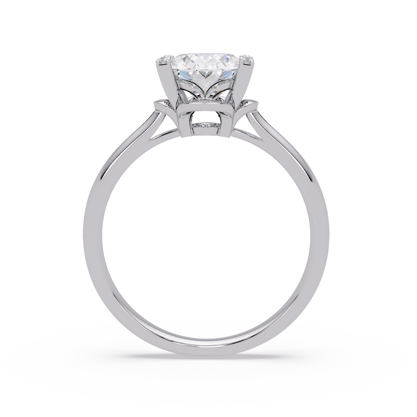 Oval Lab Grown Diamond Solitaire Accent Prongs Ring - HIGHCARAT DIAMONDS