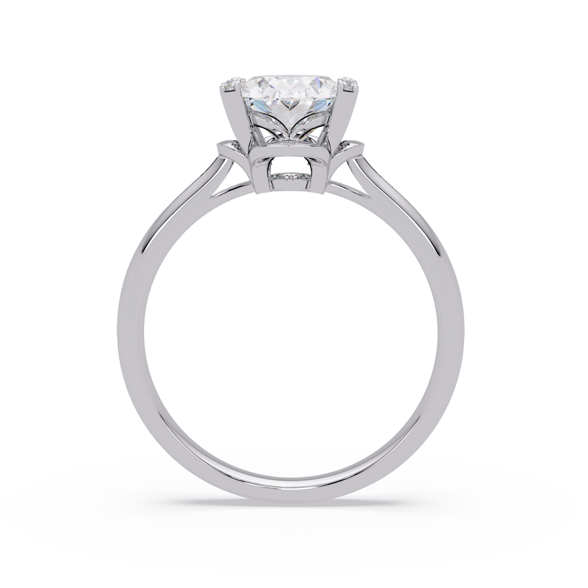 Minimal oval lab grown diamond ring with accent prong setting