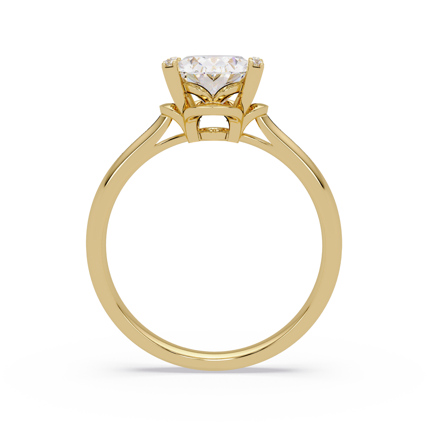 Oval Lab Grown Diamond Solitaire Accent Prongs Ring - HIGHCARAT DIAMONDS