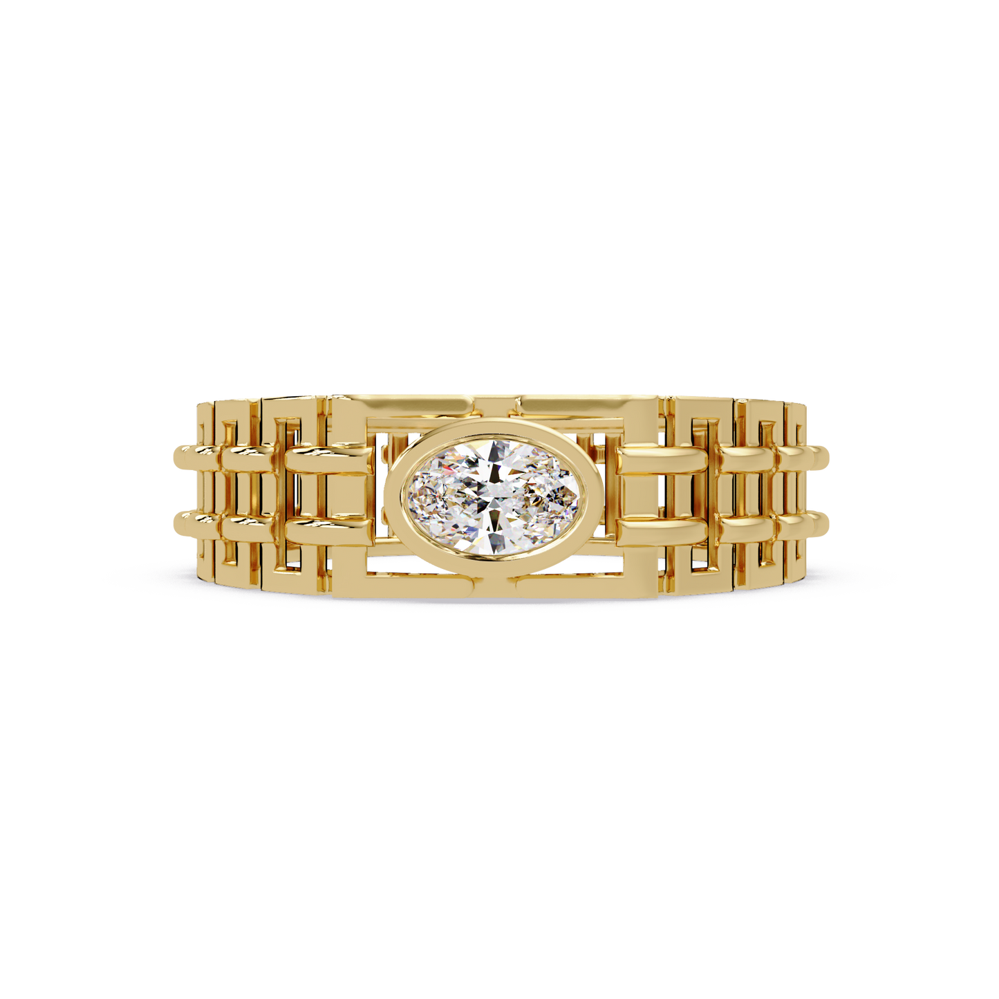 Oval Lab Grown Diamond Solitaire Link Style Ring - HIGHCARAT DIAMONDS