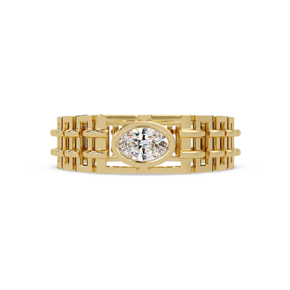 Oval Lab Grown Diamond Solitaire Link Style Ring - HIGHCARAT DIAMONDS