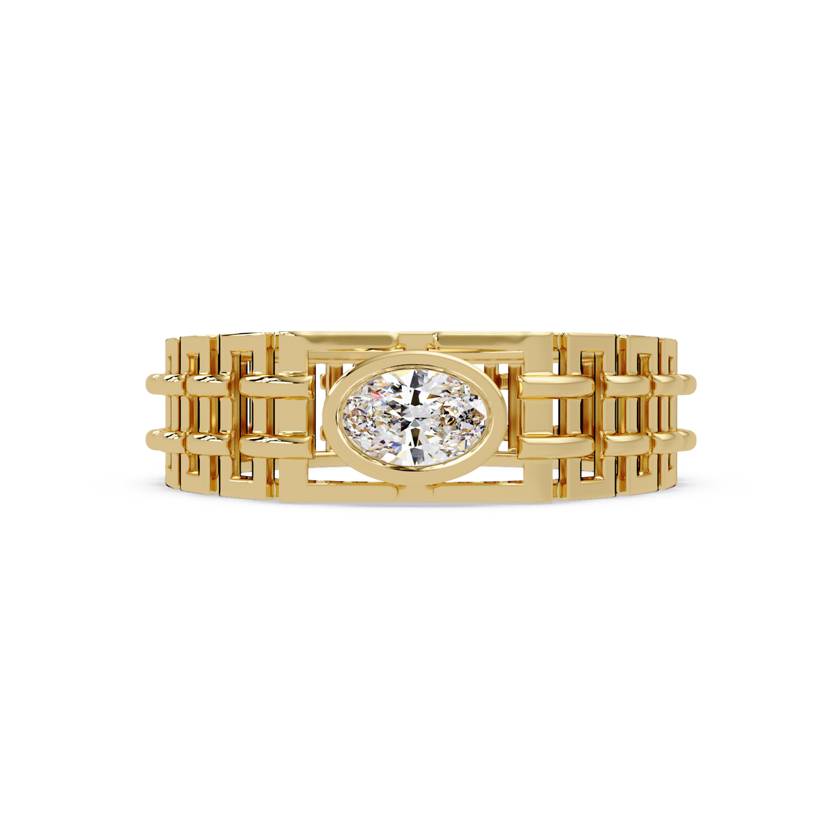 Oval Lab Grown Diamond Solitaire Link Style Ring - HIGHCARAT DIAMONDS