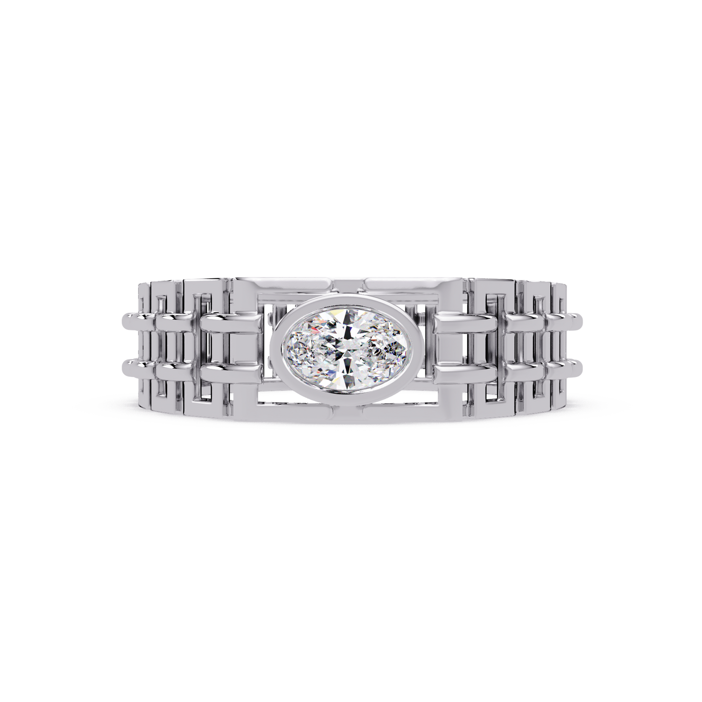 Oval Lab Grown Diamond Solitaire Link Style Ring - HIGHCARAT DIAMONDS