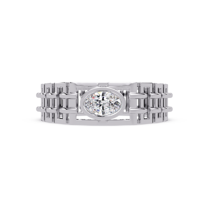 Oval Lab Grown Diamond Solitaire Link Style Ring - HIGHCARAT DIAMONDS