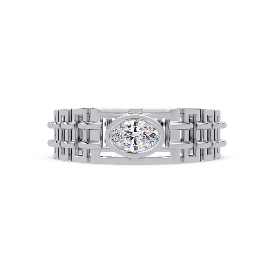 Oval Lab Grown Diamond Solitaire Link Style Ring - HIGHCARAT DIAMONDS