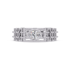 Oval Lab Grown Diamond Solitaire Link Style Ring - HIGHCARAT DIAMONDS