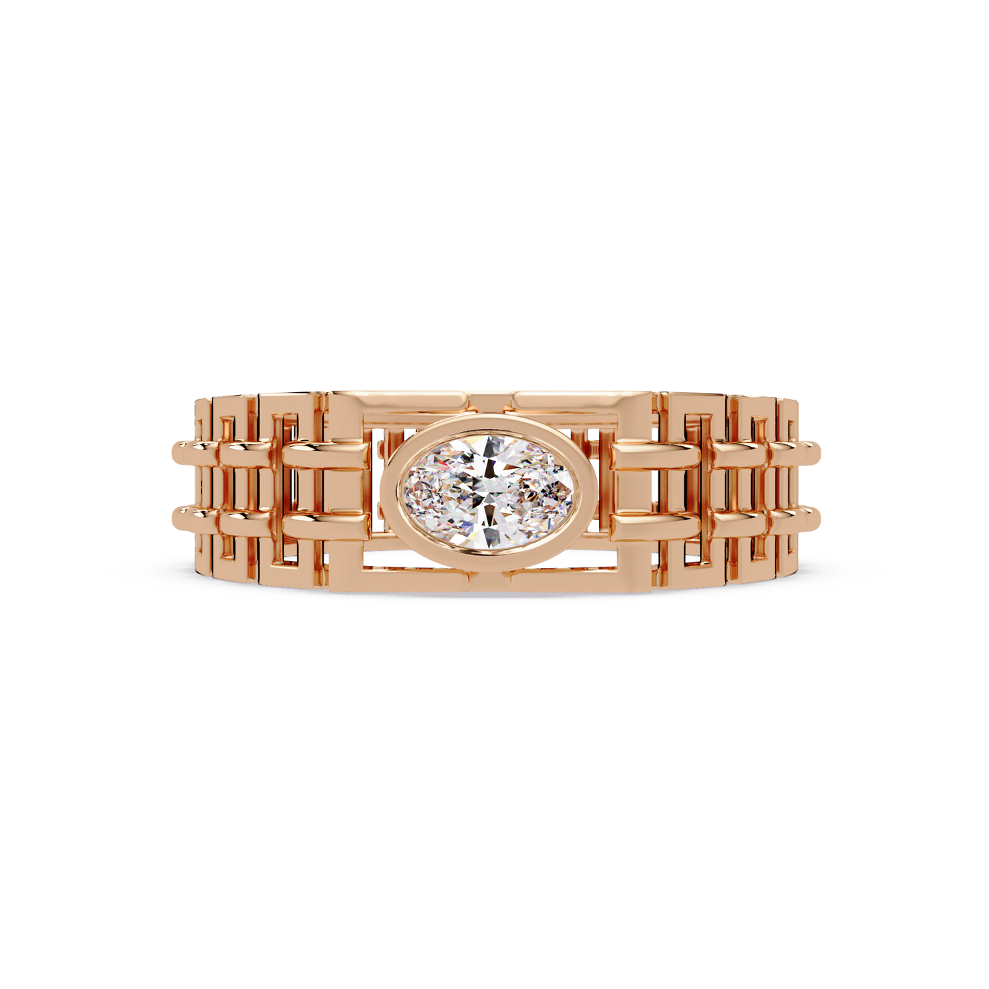 Oval Lab Grown Diamond Solitaire Link Style Ring - HIGHCARAT DIAMONDS