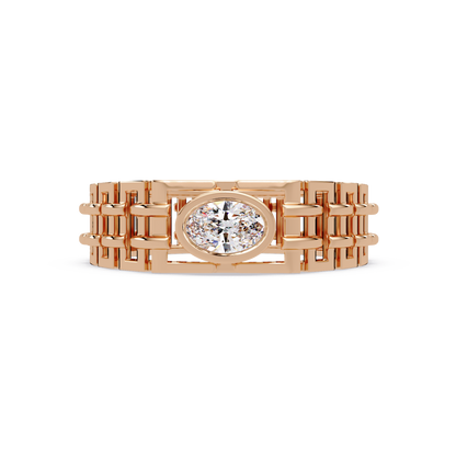 Oval Lab Grown Diamond Solitaire Link Style Ring - HIGHCARAT DIAMONDS