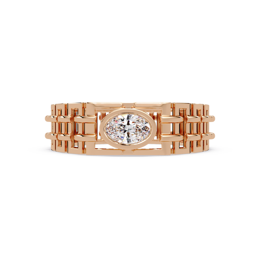 Oval Lab Grown Diamond Solitaire Link Style Ring - HIGHCARAT DIAMONDS