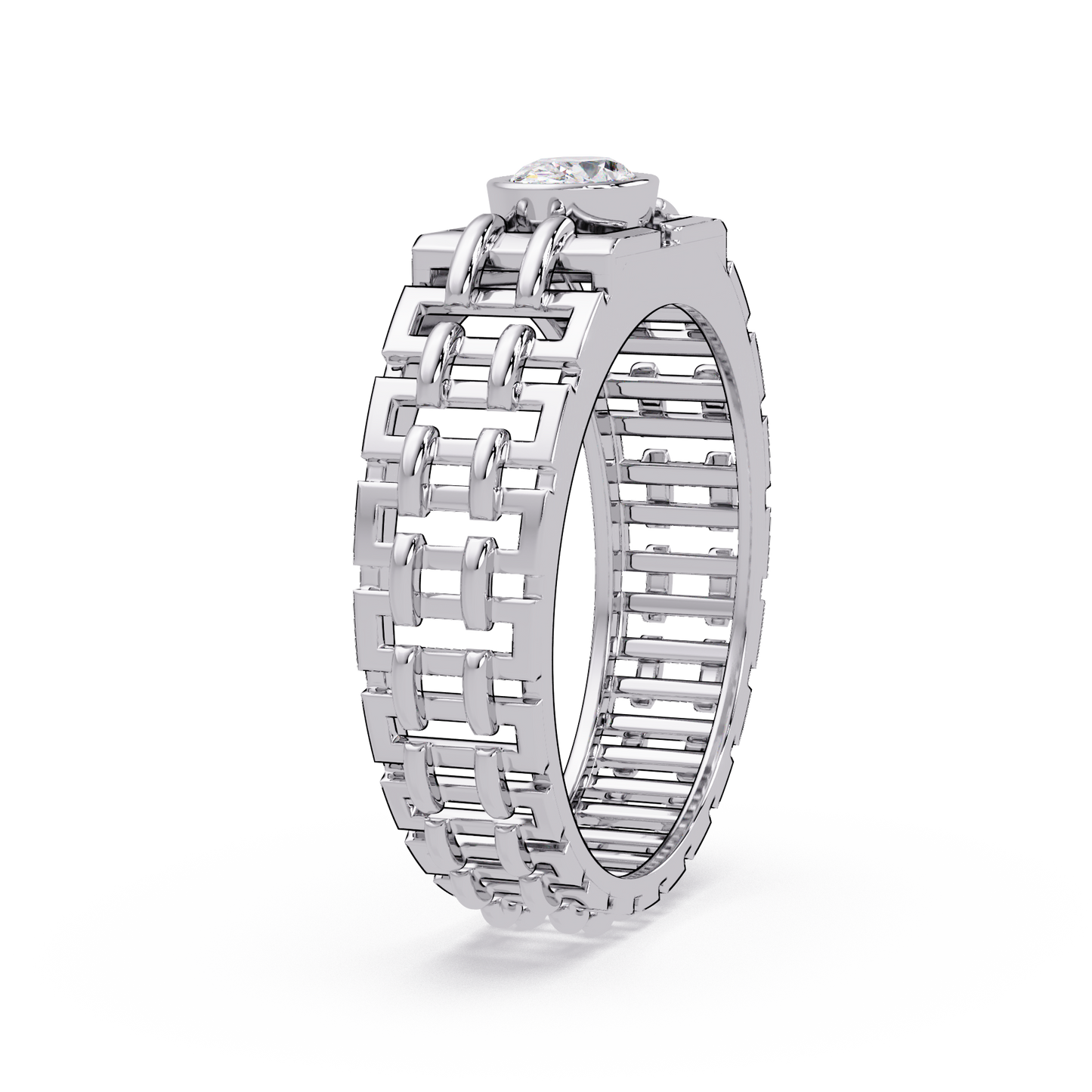 Oval Lab Grown Diamond Solitaire Link Style Ring - HIGHCARAT DIAMONDS