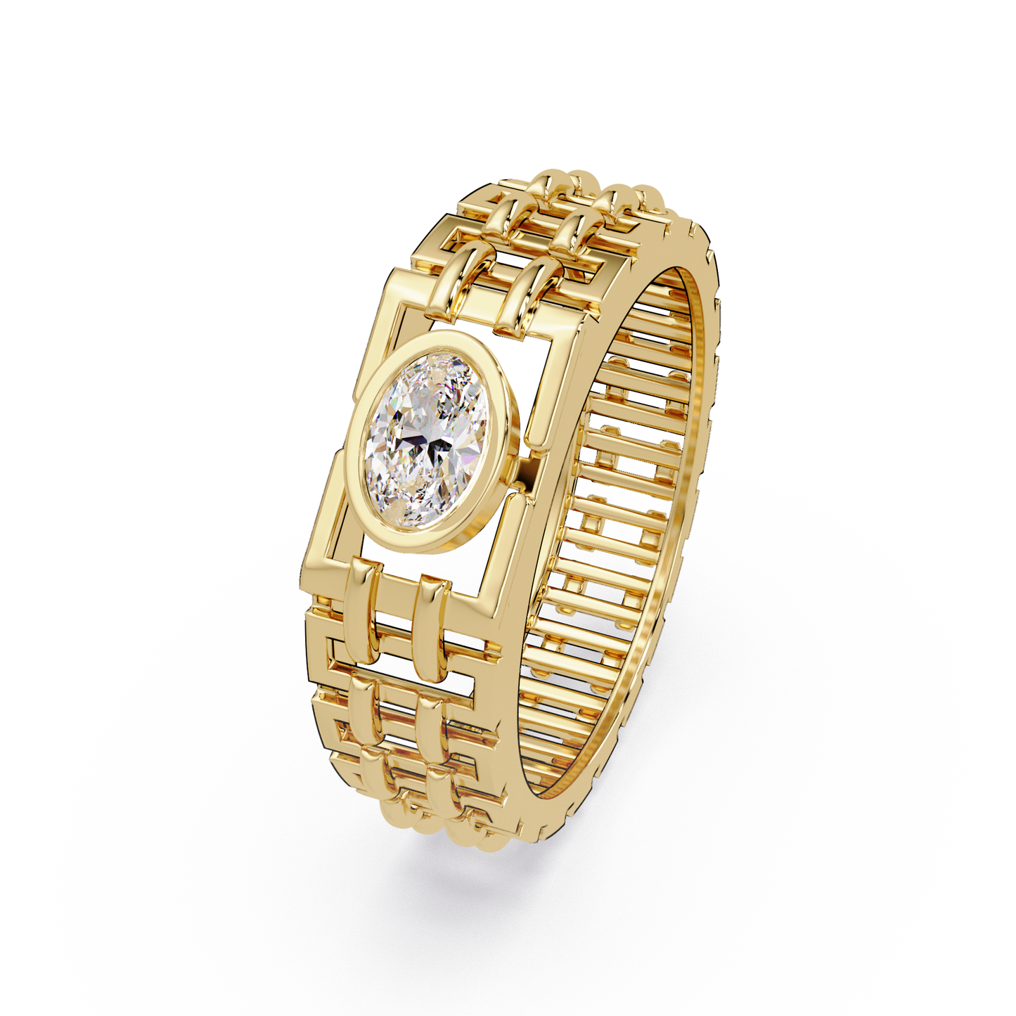 Oval Lab Grown Diamond Solitaire Link Style Ring - HIGHCARAT DIAMONDS