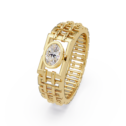 Oval Lab Grown Diamond Solitaire Link Style Ring - HIGHCARAT DIAMONDS