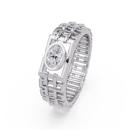 Oval Lab Grown Diamond Solitaire Link Style Ring - HIGHCARAT DIAMONDS