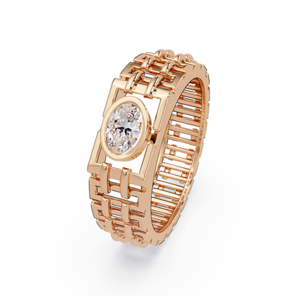 Oval Lab Grown Diamond Solitaire Link Style Ring - HIGHCARAT DIAMONDS